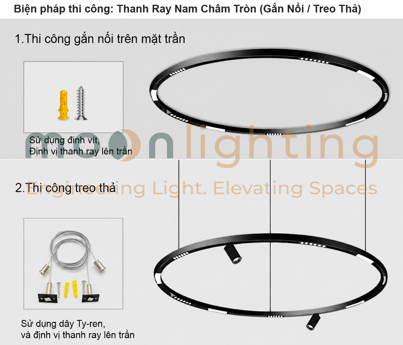 Hướng dẫn biện pháp thi công lắp đặt thanh ray nam châm tròn D600