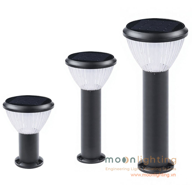 Bộ 3 phiên bản chiều cao H350mm, H650mm và H850mm của đèn trụ sân vườn năng lượng mặt trời MG-SL1714 Moon Lighting