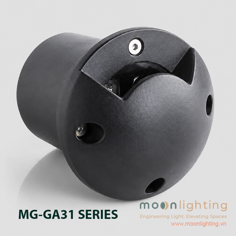 Đèn LED âm đất chiếu cạnh 1 hướng MG-GA31 Series thương hiệu Moon Lighting nhôm đúc sơn tĩnh điện đen