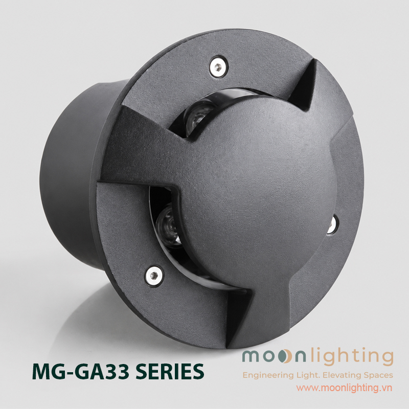 Đèn LED âm đất chiếu cạnh 3 hướng MG-GA33 Series Moon Lighting góc hắt 60 độ chống chói cho ngã ba sân vườn