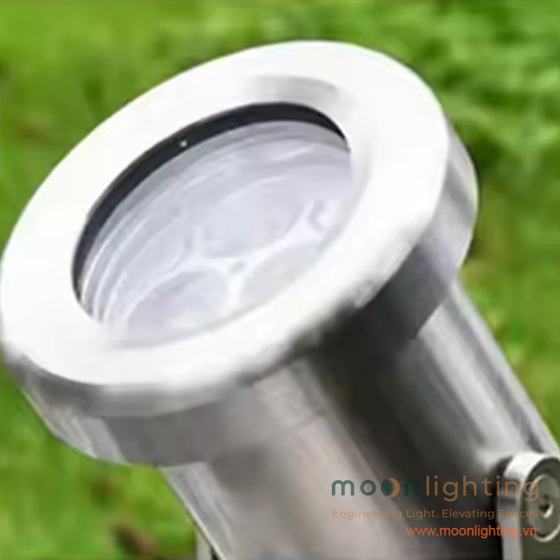 Cận cảnh bề mặt Inox 316 chống ăn mòn của đèn âm nước mini đế nổi MG-403 Series Moon Lighting