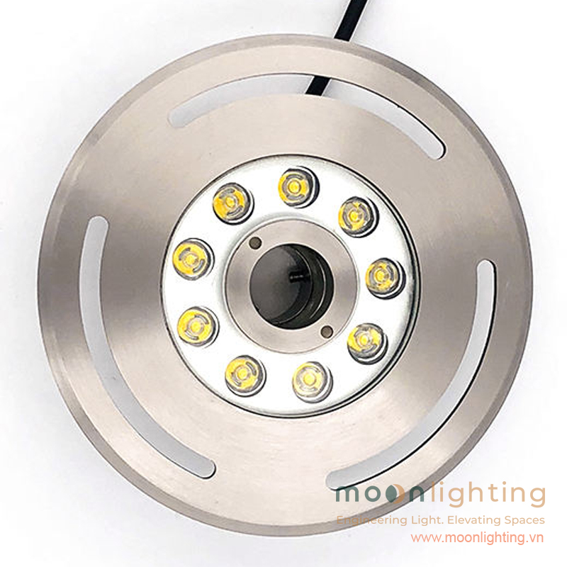 Bề mặt kính cường lực IK08 và các mắt chip LED xếp vòng tròn lồng vòi phun Đèn LED Âm Nước MG-503