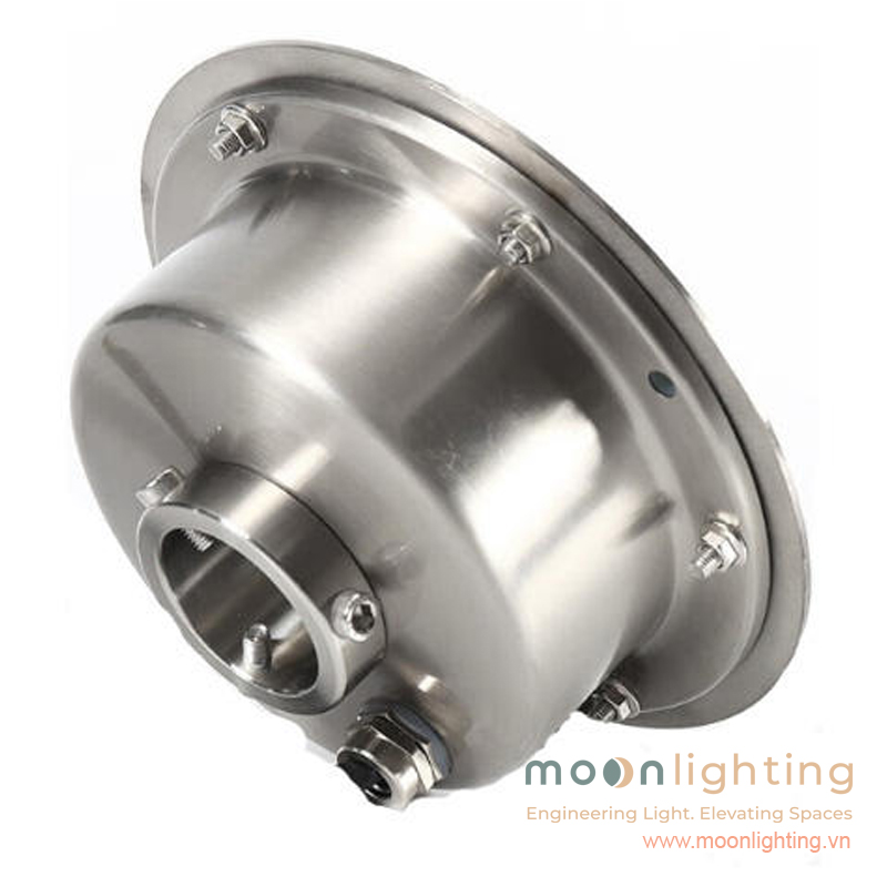 Cận cảnh thân vỏ đế Inox 304/316 cao cấp đúc nguyên khối chống gỉ đèn âm nước bánh xe MG-501-48W
