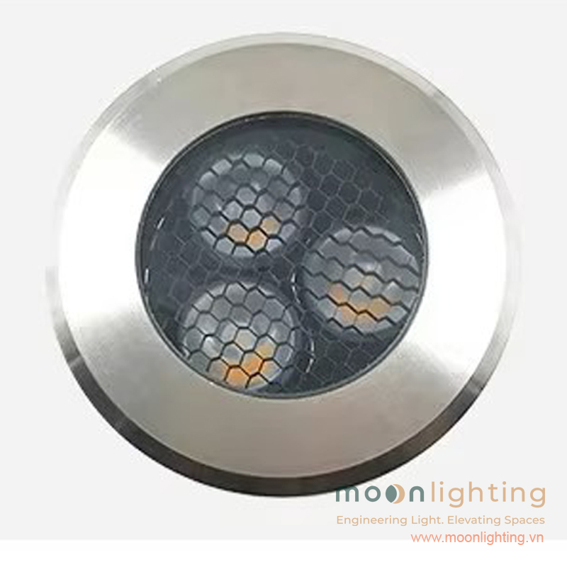 Cận cảnh mặt lưới tổ ong Honeycomb chống chói đèn âm nước mini mặt tròn MG-201 Moon Lighting