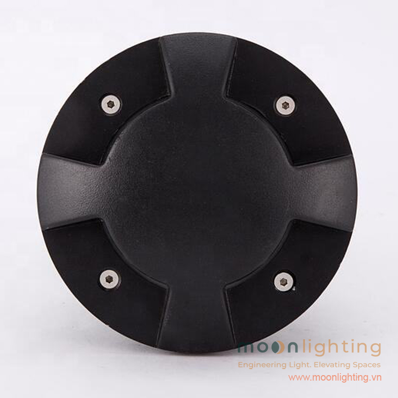 Cận cảnh bề mặt nhôm đúc phủ sơn tĩnh điện outdoor đèn âm đất chiếu cạnh 4 hướng Moon Lighting