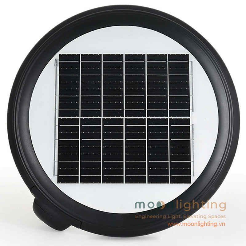 Cận cảnh bề mặt tấm pin Mono nạp nhanh của đèn cột sân vườn năng lượng mặt trời MG-SL009 Moon Lighting