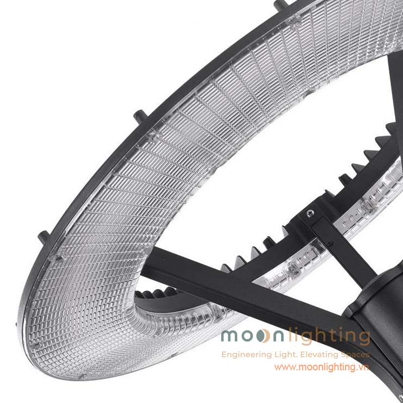 Cận cảnh chao nhựa PC dập gờ rãnh kim cương tản quang chống chói chứa 210 mắt LED SMD 3030 đèn MG-SL007