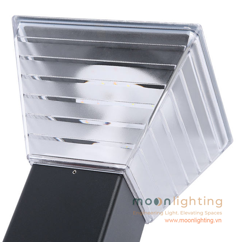 Cận cảnh chao đèn vật liệu PMMA cao cấp chống chói quang học của đèn trụ sân vườn năng lượng mặt trời MG-SL1712 Moon Lighting
