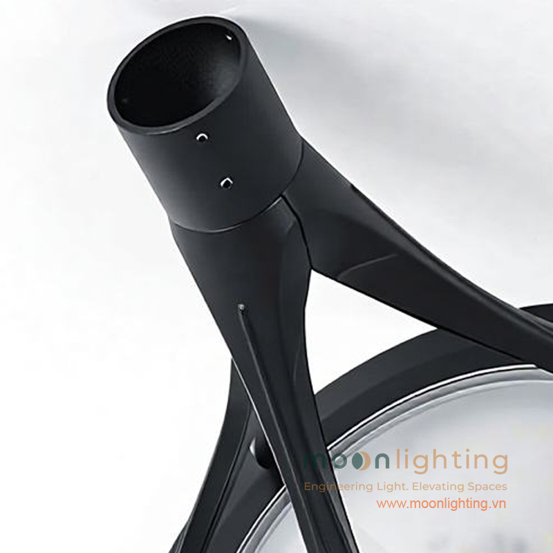 Chi tiết khung nhôm đúc sơn tĩnh điện và cổ gắn cột phi 76mm đèn MG-SL005