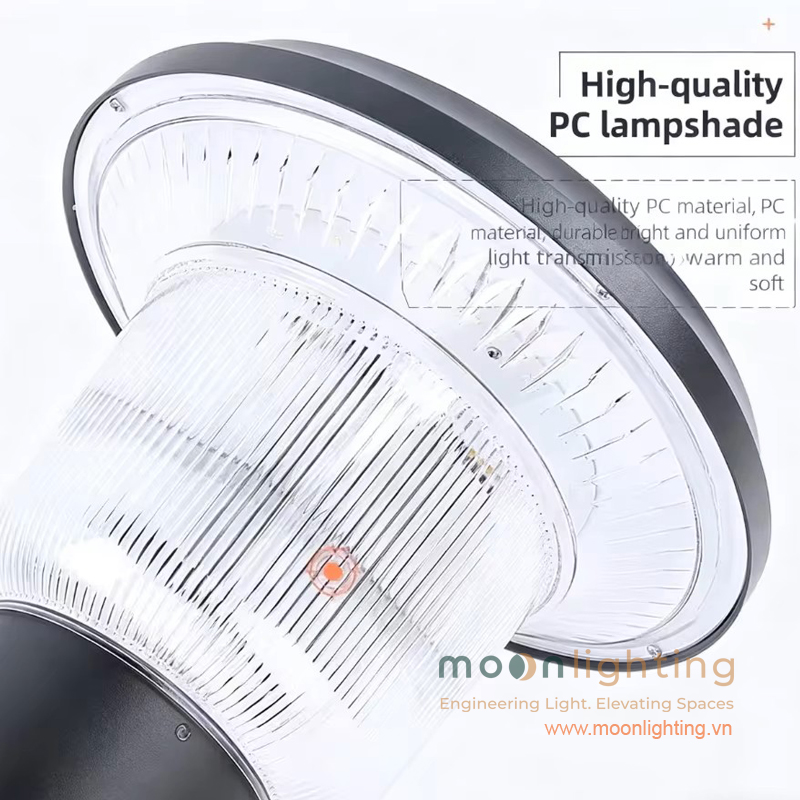 Chao nhựa PC tản quang đèn gắn tường MG-SL1508 Cận cảnh chao đèn nhựa Polycarbonate cao cấp tản quang chống chói UGR<19 truyền sáng đồng đều của đèn gắn tường năng lượng mặt trời MG-SL1508 Moon Lighting