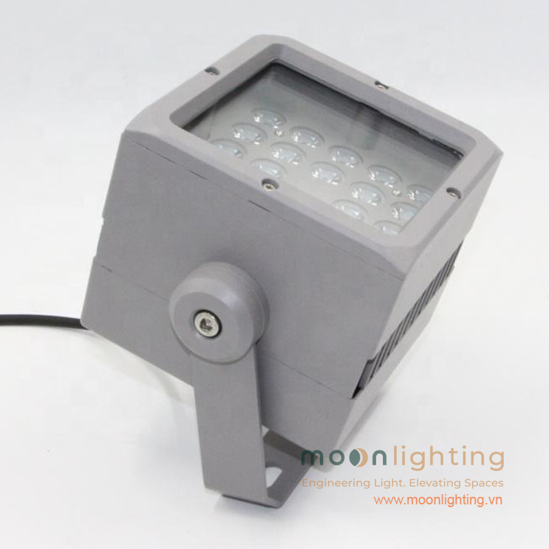 Cận cảnh giá đỡ chân đế hợp kim nhôm đúc dạng chữ U kiên cố chống rung lắc bão gió của đèn LED chiếu điểm rọi cột MG-607 Series Moon Lighting