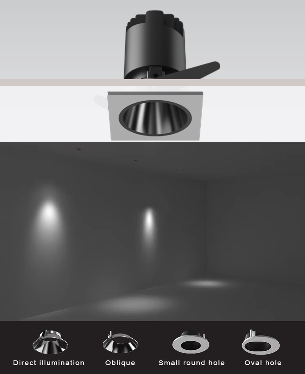Cận cảnh bề mặt thực tế sản phẩm Đèn LED Spotlight Âm Trần Mặt Vuông MG-100301P50 chống chói chuẩn SEO