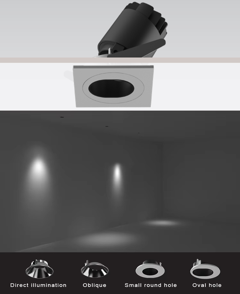 Cận cảnh bề mặt thực tế sản phẩm Đèn LED Spotlight Âm Trần Mặt Vuông MG-100304P50 tán quang