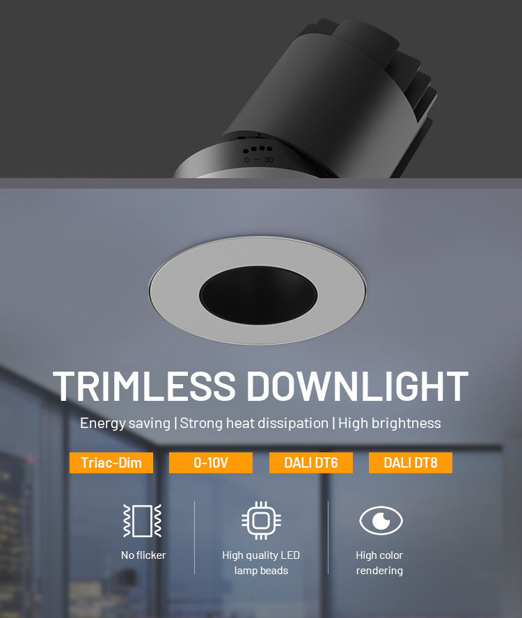 Cận cảnh bề mặt thực tế sản phẩm đèn spotlight không viền MG-100303T50
