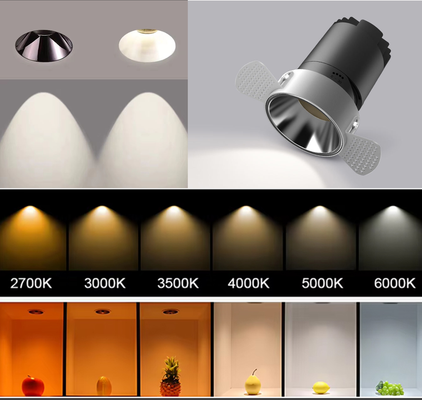 Cận cảnh bề mặt thực tế sản phẩm Đèn Spotlight Trimless MG-100301T75