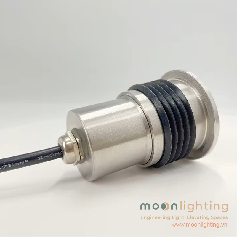 Đế Inox 316 và đai siết chống nước dây nguồn đèn âm đất mini MG-104