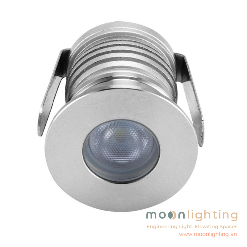 Cận cảnh mặt Inox 316 cao cấp chống ăn mòn đèn âm tường mini mặt tròn MG-107