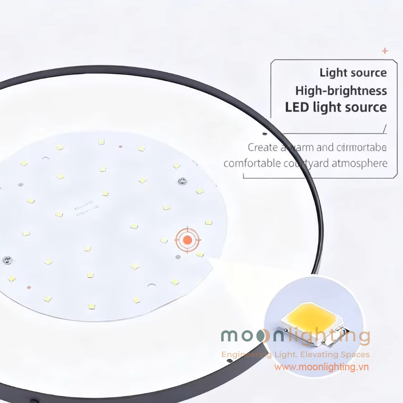 Cận cảnh bảng mạch chip LED hiệu suất cao tiết kiệm năng lượng cho quang thông mạnh mẽ và tuổi thọ vượt trội của đèn gắn tường MG-SL1508 Moon Lighting