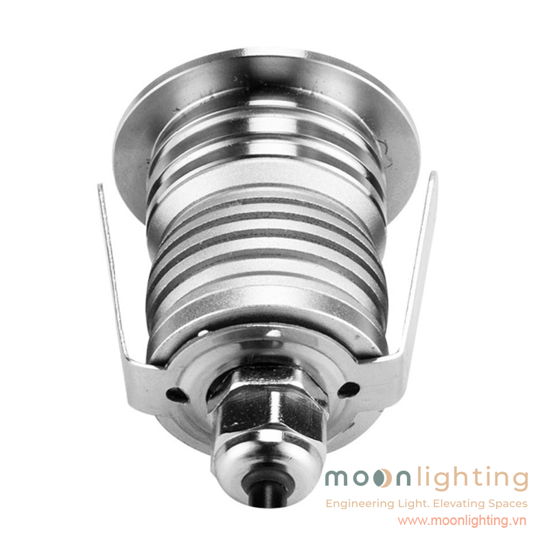 Cận cảnh thân vỏ đèn âm tường mini mặt tròn MG-107 chất liệu Inox 316 đúc nguyên khối