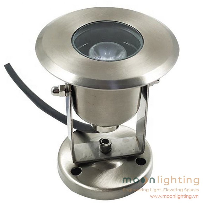 Thân vỏ Inox nguyên khối tản nhiệt nước và mặt đèn âm nước mini gắn nổi MG-404 2W