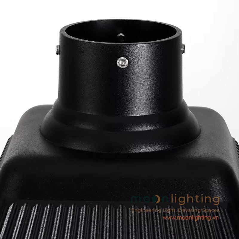Chi tiết cấu tạo cổ đèn nhôm đúc 76mm tích hợp ốc lục giác cố định thân cột MG-SL011 Chi tiết cổ đèn khớp nối 76mm gắn cột đèn sân vườn năng lượng mặt trời MG-SL011 30W Moon Lighting