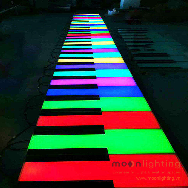 Hệ thống dải sàn đàn Piano âm đất MG-308PI-15 đổi màu DMX512 trải dài ngoài trời