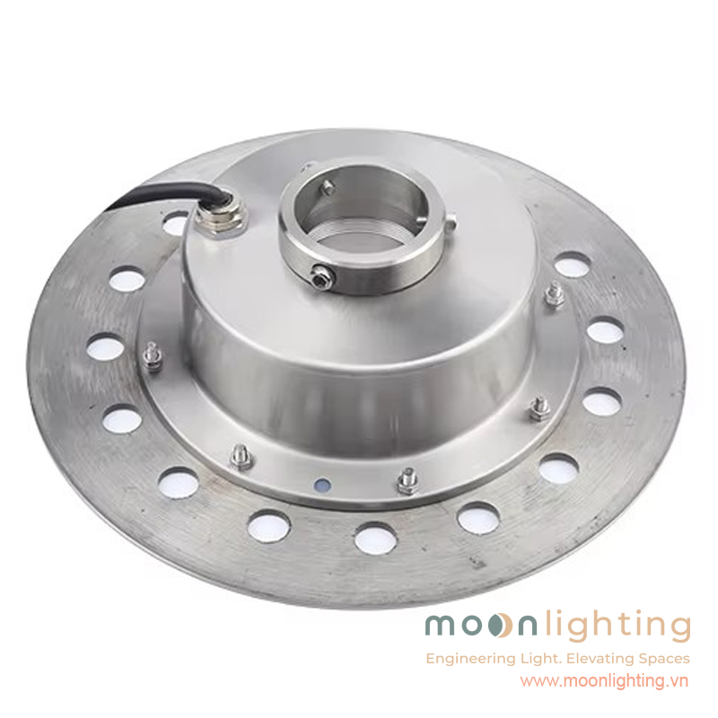 Mặt sau tản nhiệt đúc và khớp khóa cổ vòi phun đèn LED âm nước MG-503B 15W IP68
