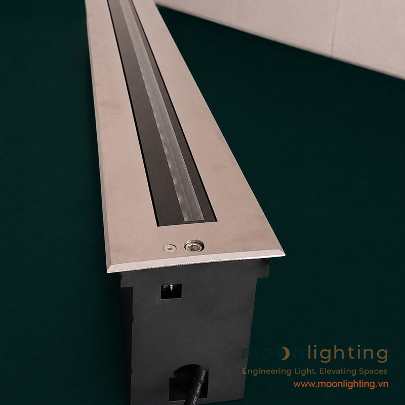 Bản vẽ thông số kích thước hố chờ thi công bê tông đèn LED thanh âm đất MG-317 Series Moon Lighting