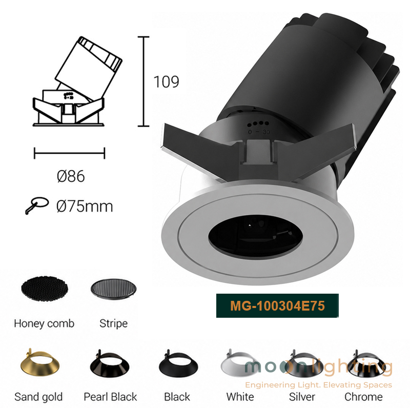 Đèn Spotlight downlight âm trần Moon Lighting MG-100304E75 chuẩn Wellness