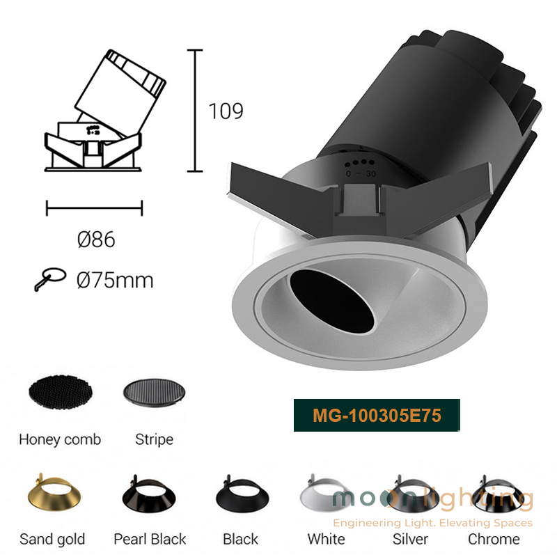 Hệ đèn Spotlight âm trần mô-đun tháo rời Moon Lighting MG-100305E75