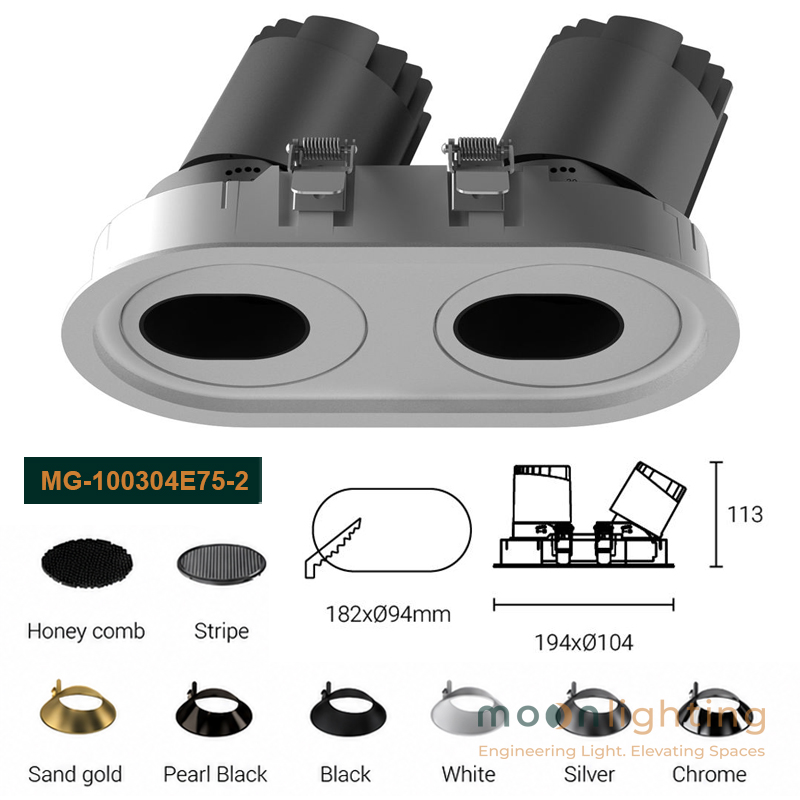 Đèn spotlight trimless chao dốc bản cao cấp mã MG-100304E75-2 dự án luxury