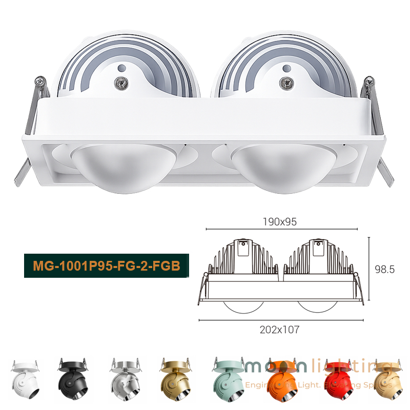Đèn led spotlight đôi âm trần chống chói bảo vệ mắt 18W Moon Lighting Stella MG-1001P95-FG-2-FGB tích hợp nguồn DALI