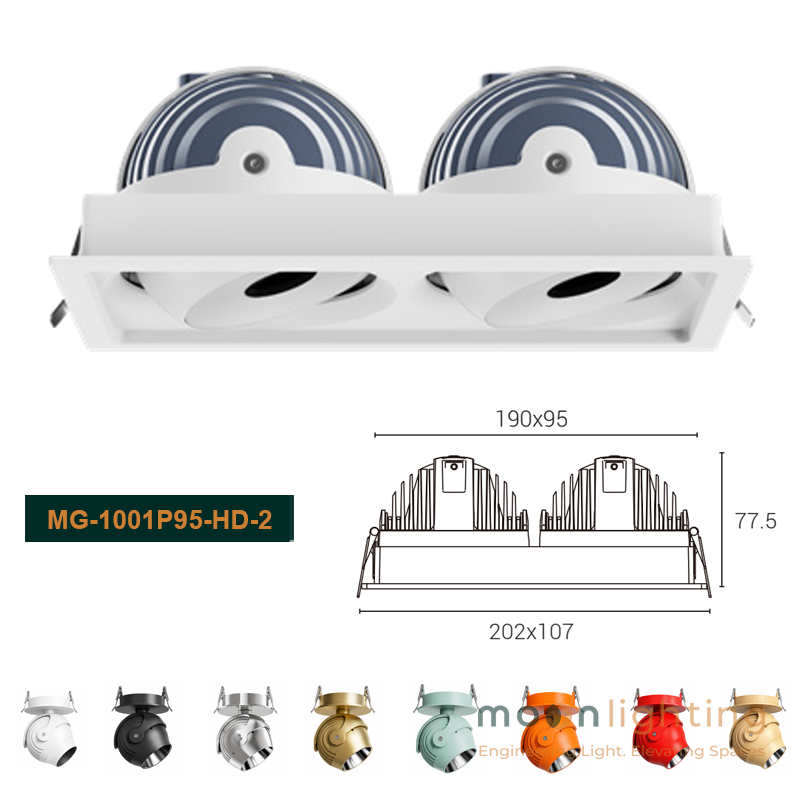 Đèn spotlight đôi âm trần dự án biệt thự Stella Moon Lighting mã MG-1001P95-HD-2 công suất 15W