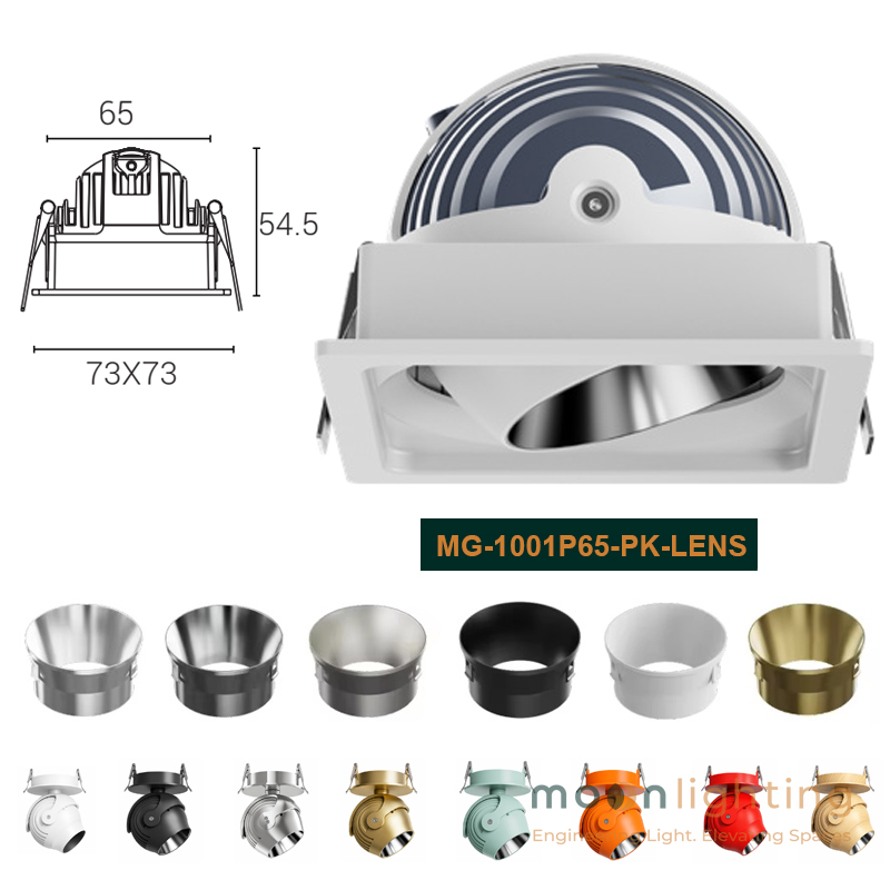 Đèn Spotlight âm trần mặt vuông viền mỏng Stella MG-1001P65-PK-LENS Moon Lighting