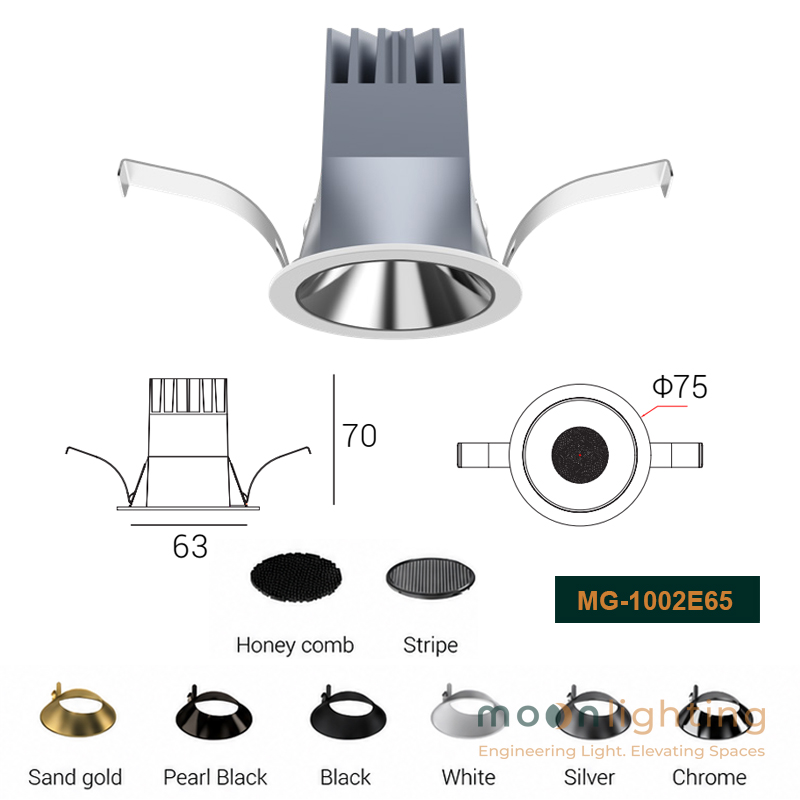 Đèn Spotlight Parker âm trần kính gân chống chói MG-1002E65 10W Moon Lighting