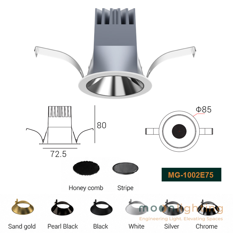 Đèn Spotlight Parker âm trần kính gân chống chói MG-1002E75 12W 18W Moon Lighting