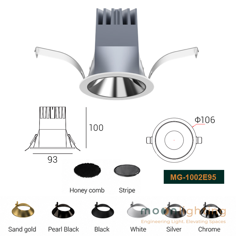 Đèn Spotlight Parker âm trần kính gân chống chói MG-1002E95 22W 25W Moon Lighting