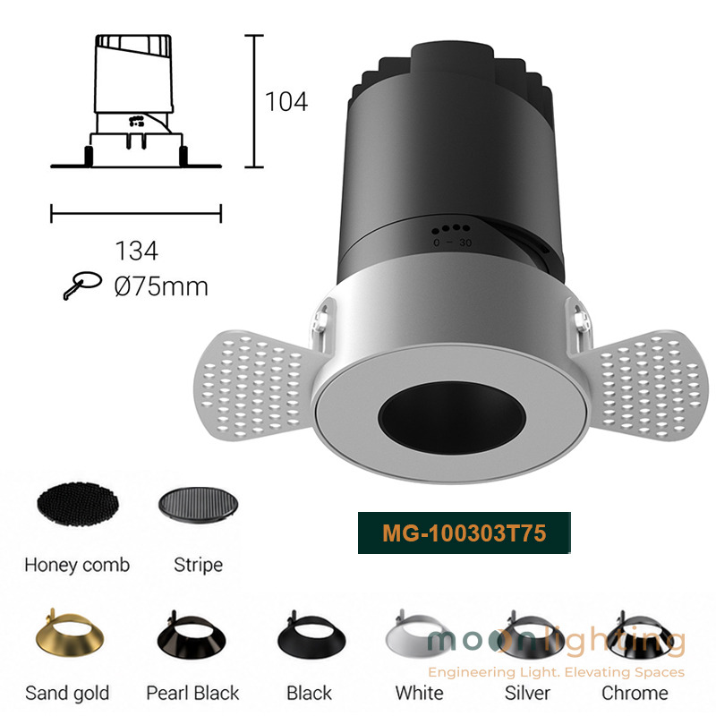 Đèn LED âm trần tràn viền giấu nguồn Moon Lighting mã MG-100303T75 chính hãng