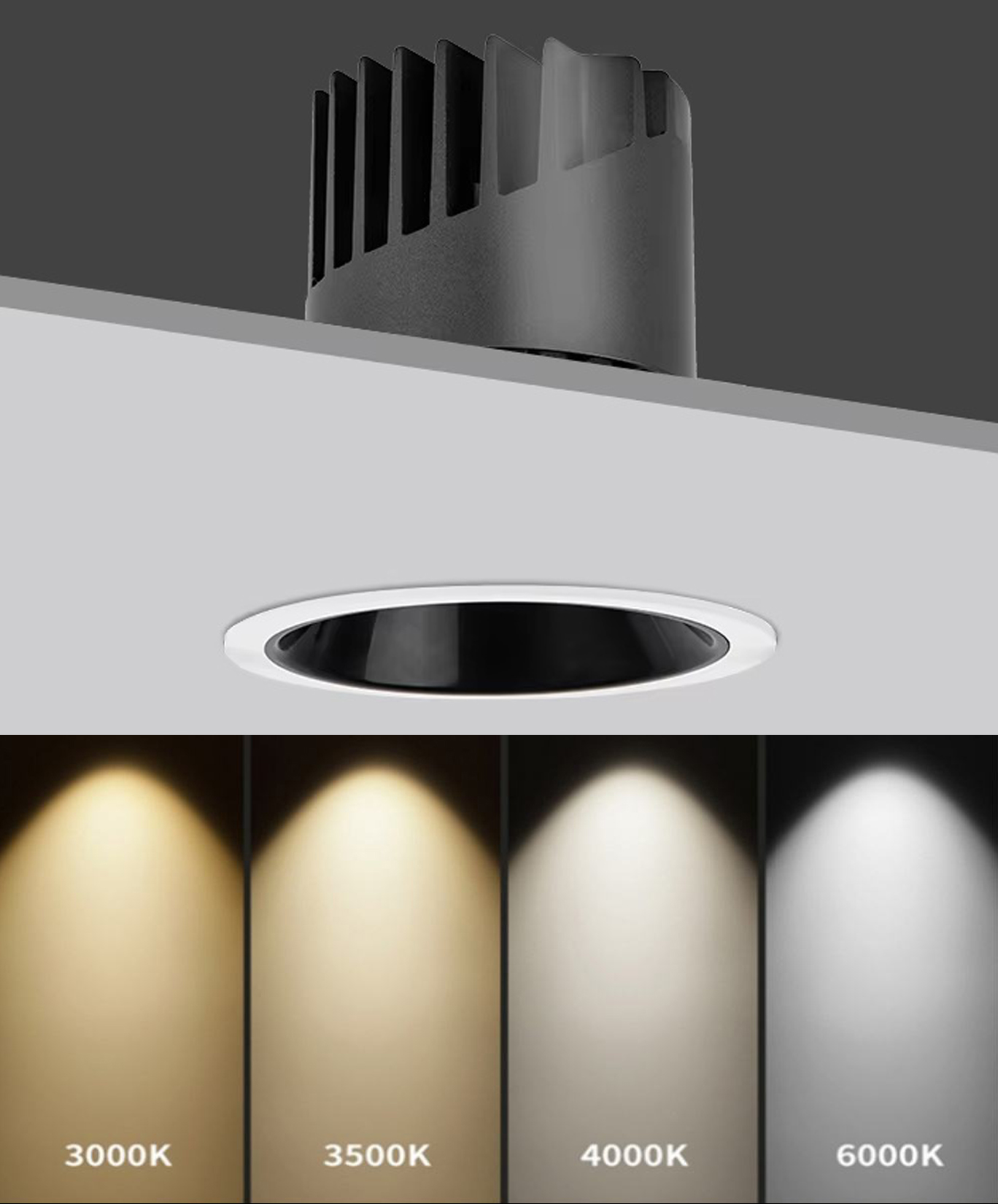 Cận cảnh bề mặt thực tế sản phẩm Đèn LED Spotlight Âm Trần MG-M5B01-10 lắp đặt thực tế