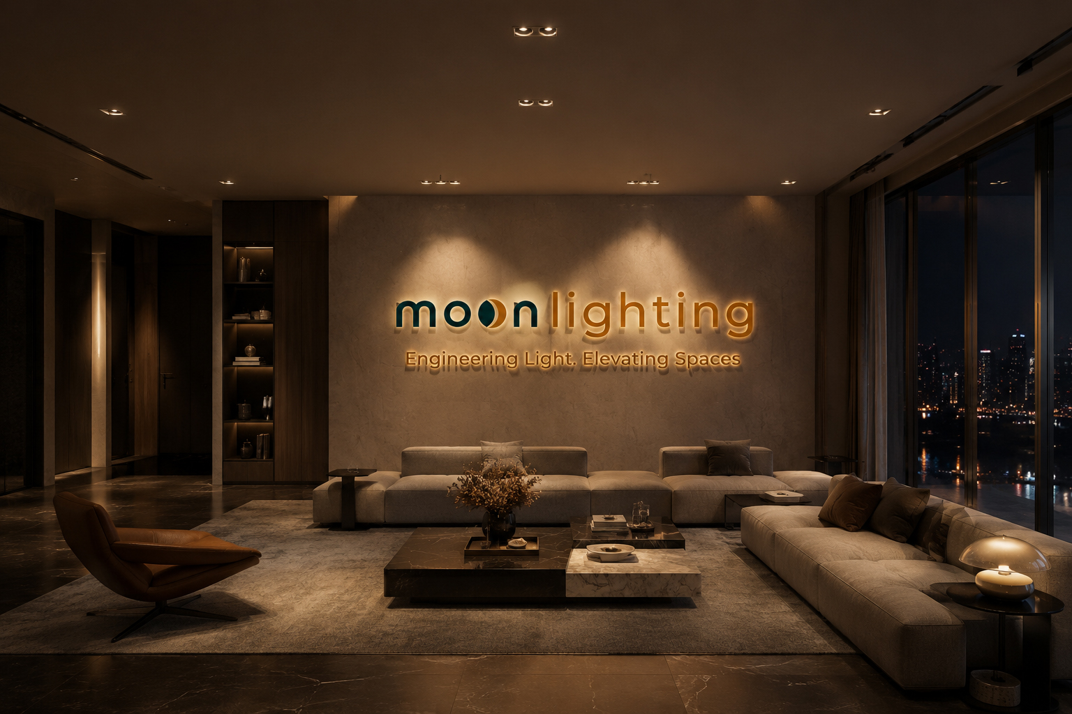 Phối cảnh sử dụng sản phẩm Đèn Spotlight Trimless MG-100305T75-2 kiến tạo không gian kiến trúc resort penthouse thượng lưu luxury