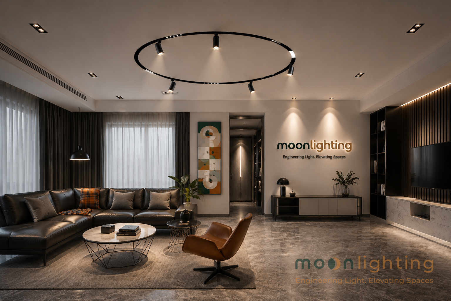 Phối cảnh sử dụng đèn Spotlight Trimless Vuông MG-100302PT55 cho biệt thự luxury
