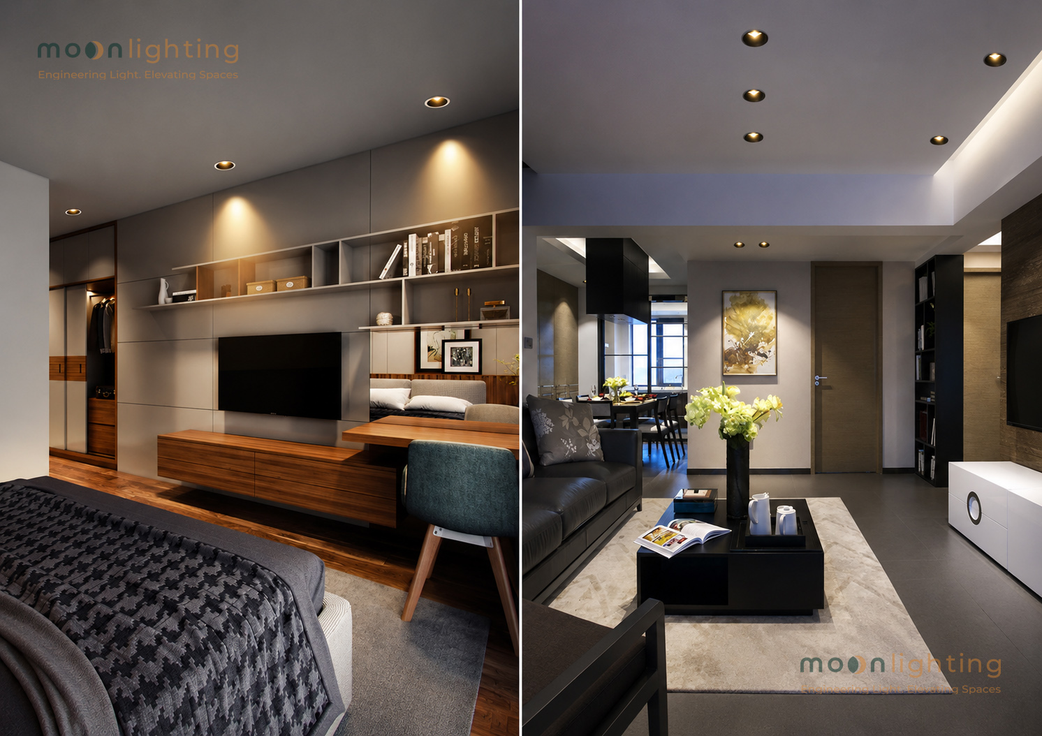 Phối cảnh sử dụng đèn Spotlight viền mỏng MG-100303E50 trong biệt thự resort sang trọng