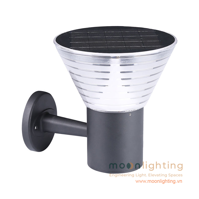 Tổng quan thiết kế thực tế đèn gắn tường năng lượng mặt trời MG-SL1510 khối tháp hiện đại Moon Lighting