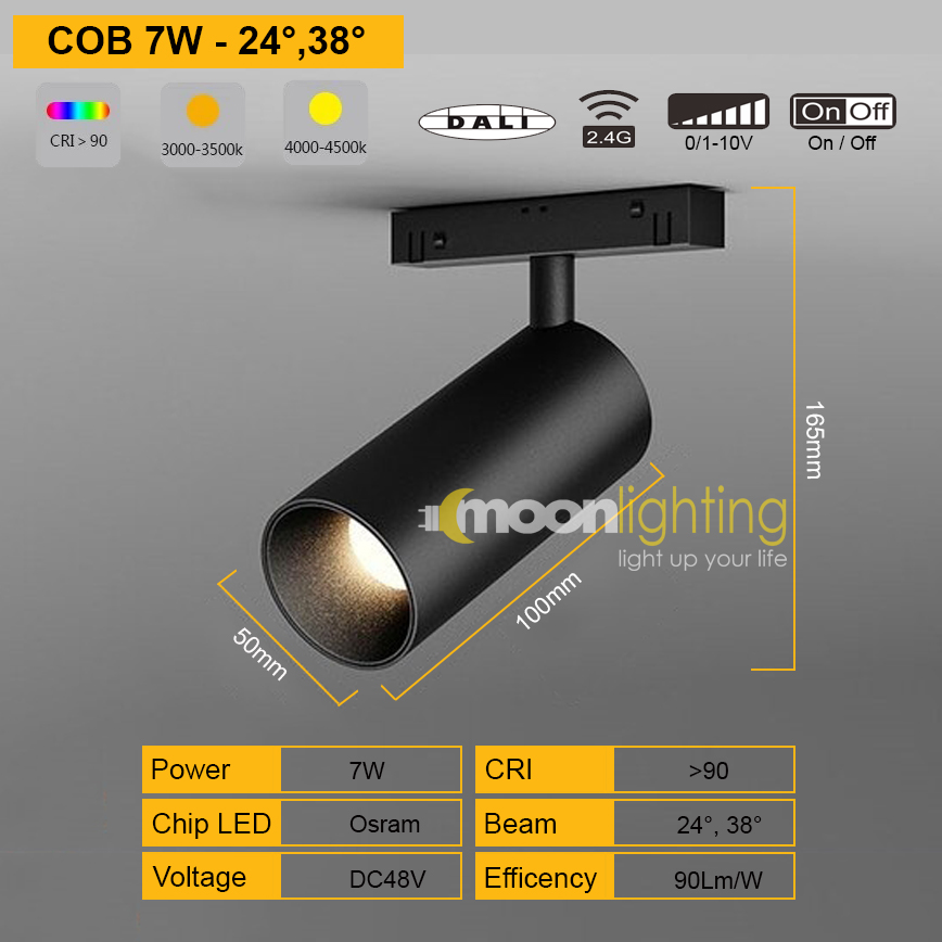 Đèn rọi ray nam châm tròn| Đèn chiếu rọi ray từ tròn xoay góc chiếu