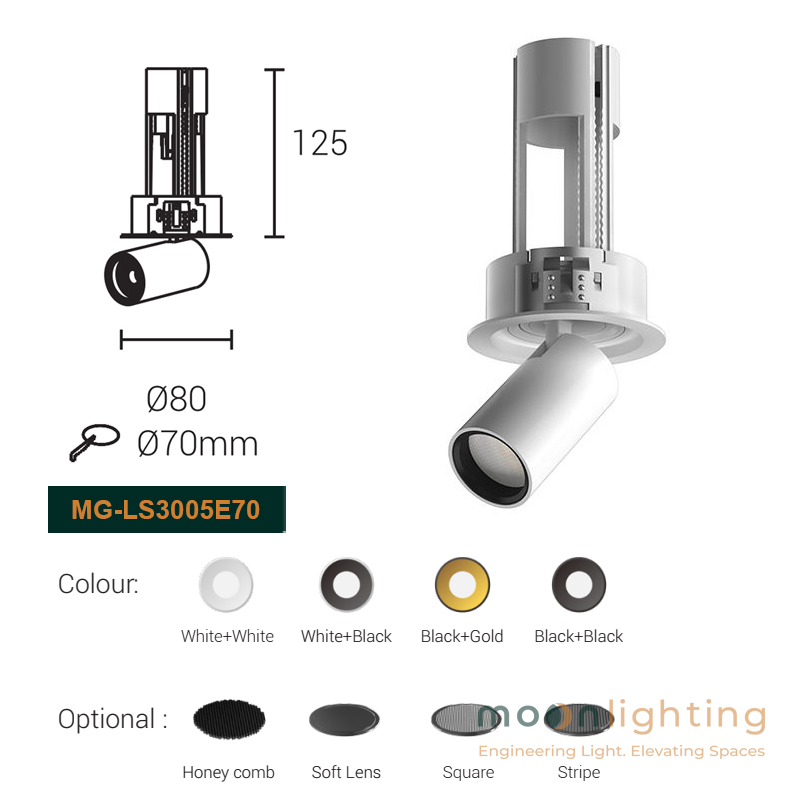 Đèn Spotlight Âm Trần Thò Thụt Xoay 360 Độ Moon Lighting MG-LS3005E70 6W