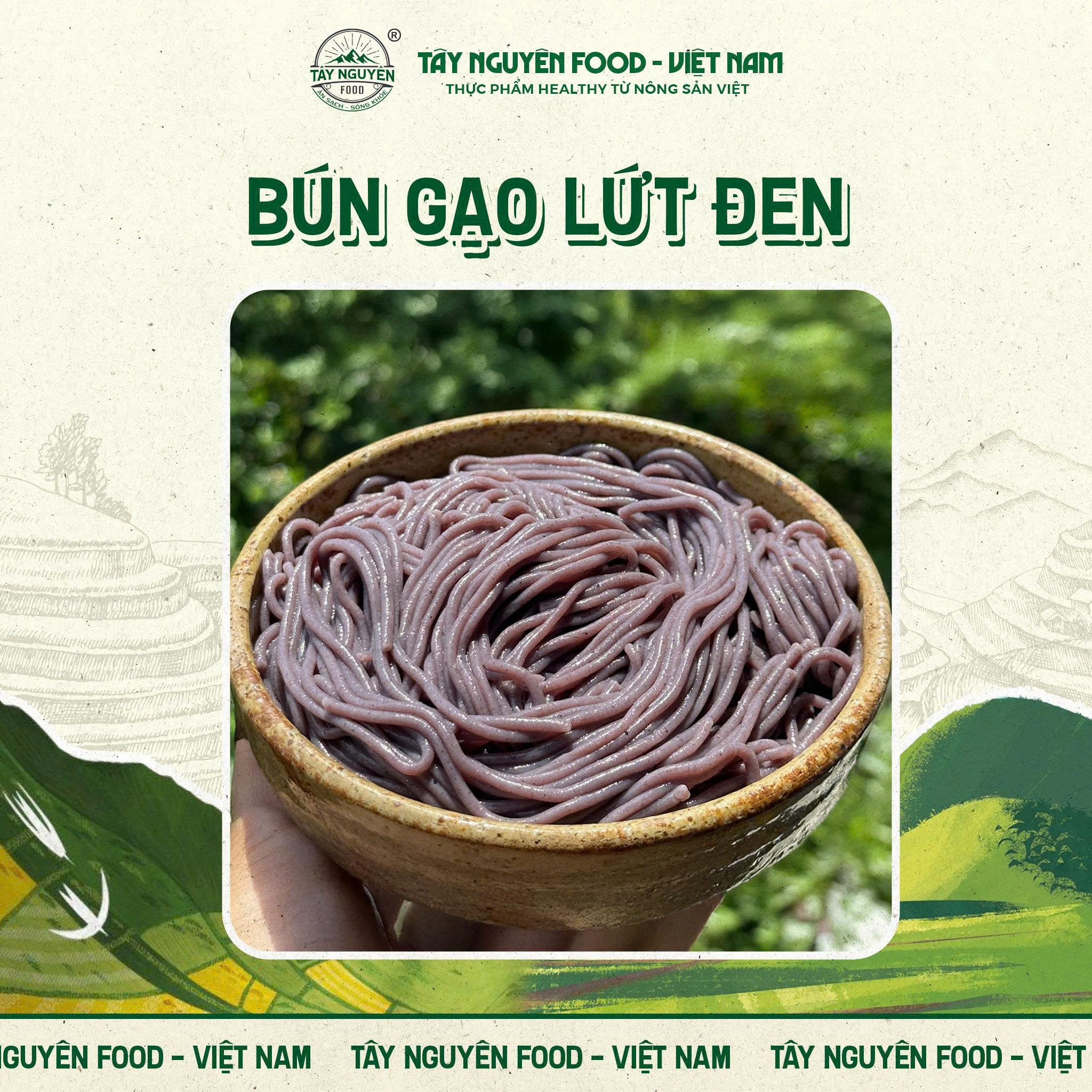 Combo Gạo Lứt Tím Than Sóc Trăng 1kg Và Bún Gạo Lứt Đen Cao Bằng 500g Tây Nguyên Food - Việt Nam Nguyên Cám Hỗ Trợ Eat Clean
