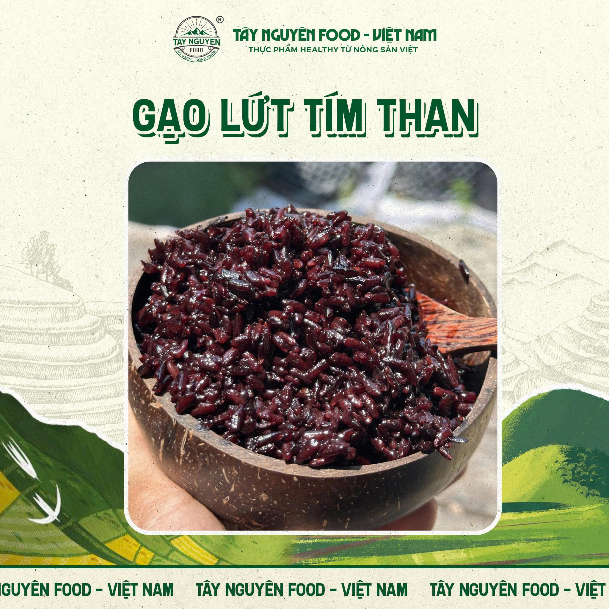 Combo Gạo Lứt Tím Than Sóc Trăng 1kg Và Bún Gạo Lứt Đen Cao Bằng 500g Tây Nguyên Food - Việt Nam Nguyên Cám Hỗ Trợ Eat Clean