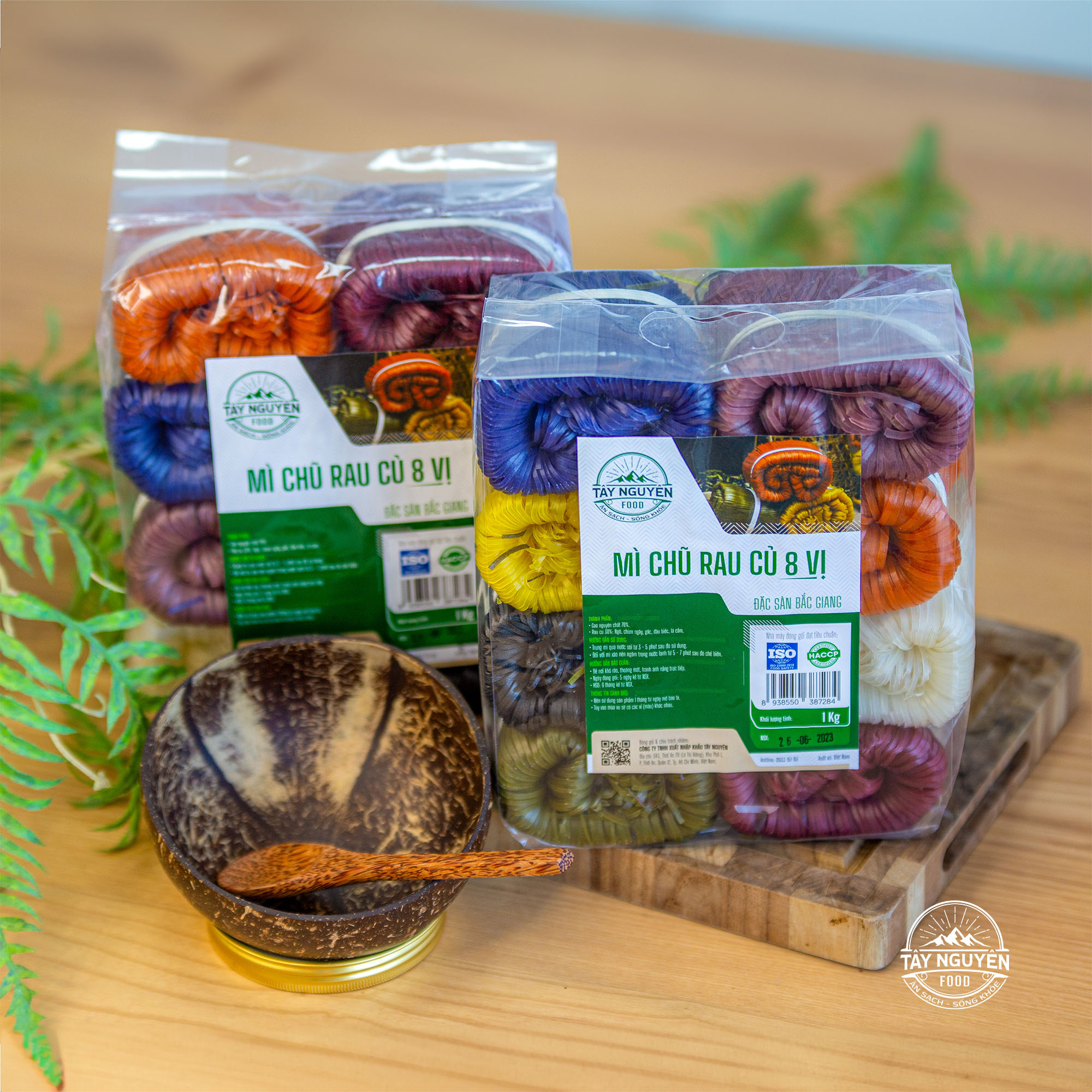 Combo 2 Mì chũ rau củ 8 vị tặng Bộ gáo dừa thìa gỗ