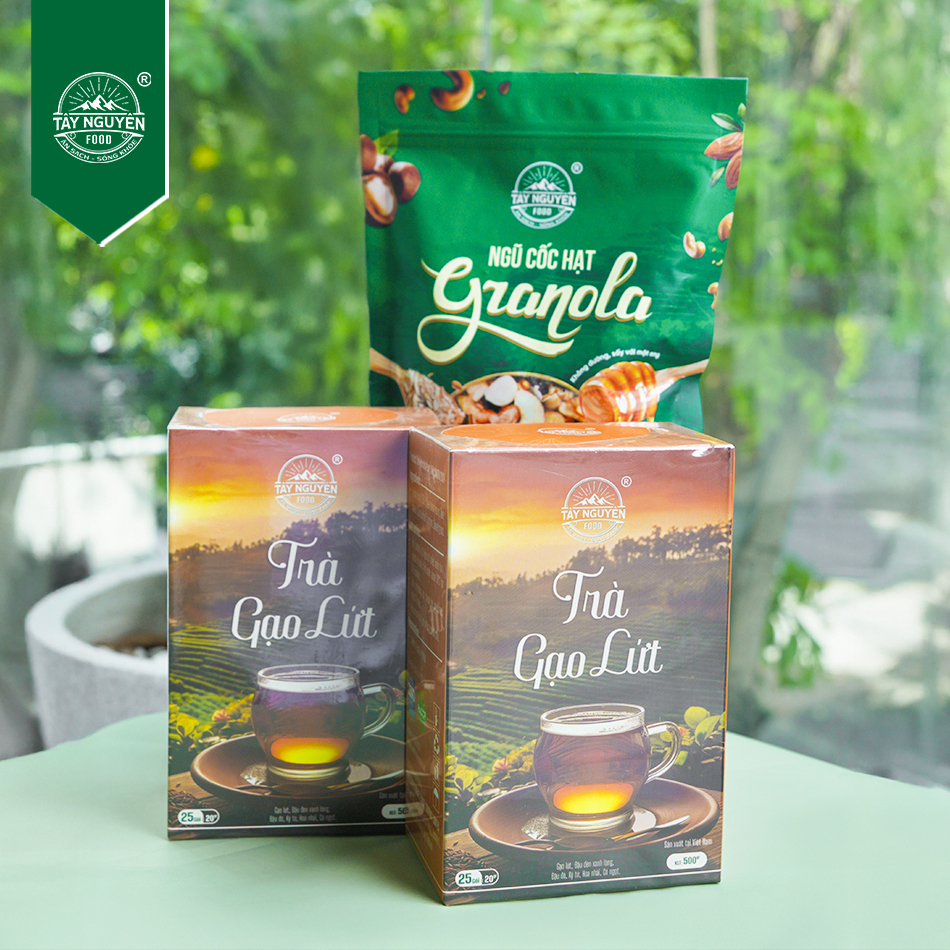 Combo 2 Trà gạo lứt và Granola loại 400g tặng Bình đựng nước