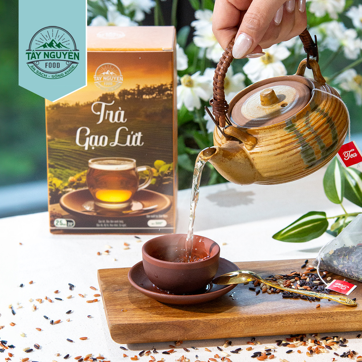 Combo 2 Trà gạo lứt và Granola loại 400g tặng Bình đựng nước